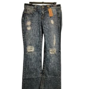 Wax Jeans women's distressed flare-leg denim jeans 9"